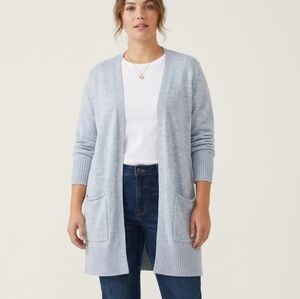 Old Navy Grey Longline Cardigan Open Front Knit Heather Gray Sweater Medium Tall